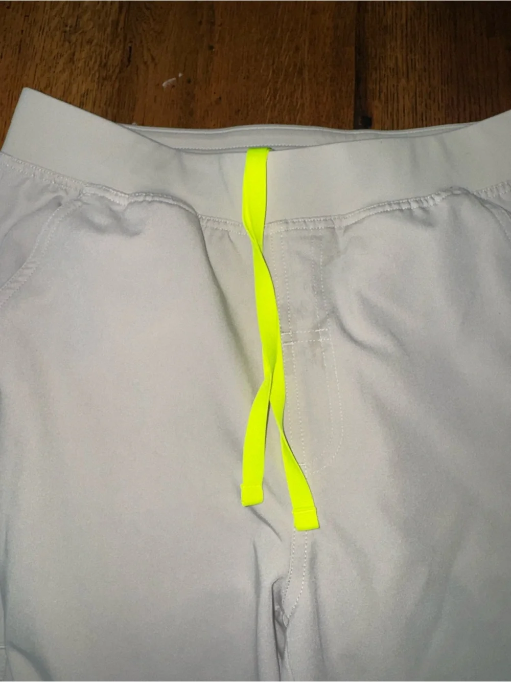 Figs Cream Scrub Pants with Neon Yellow Drawstring